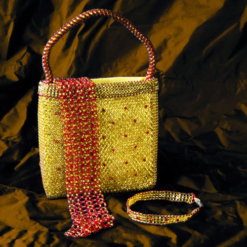 Театральная сумочка из золотого бисера, стекляруса (20)